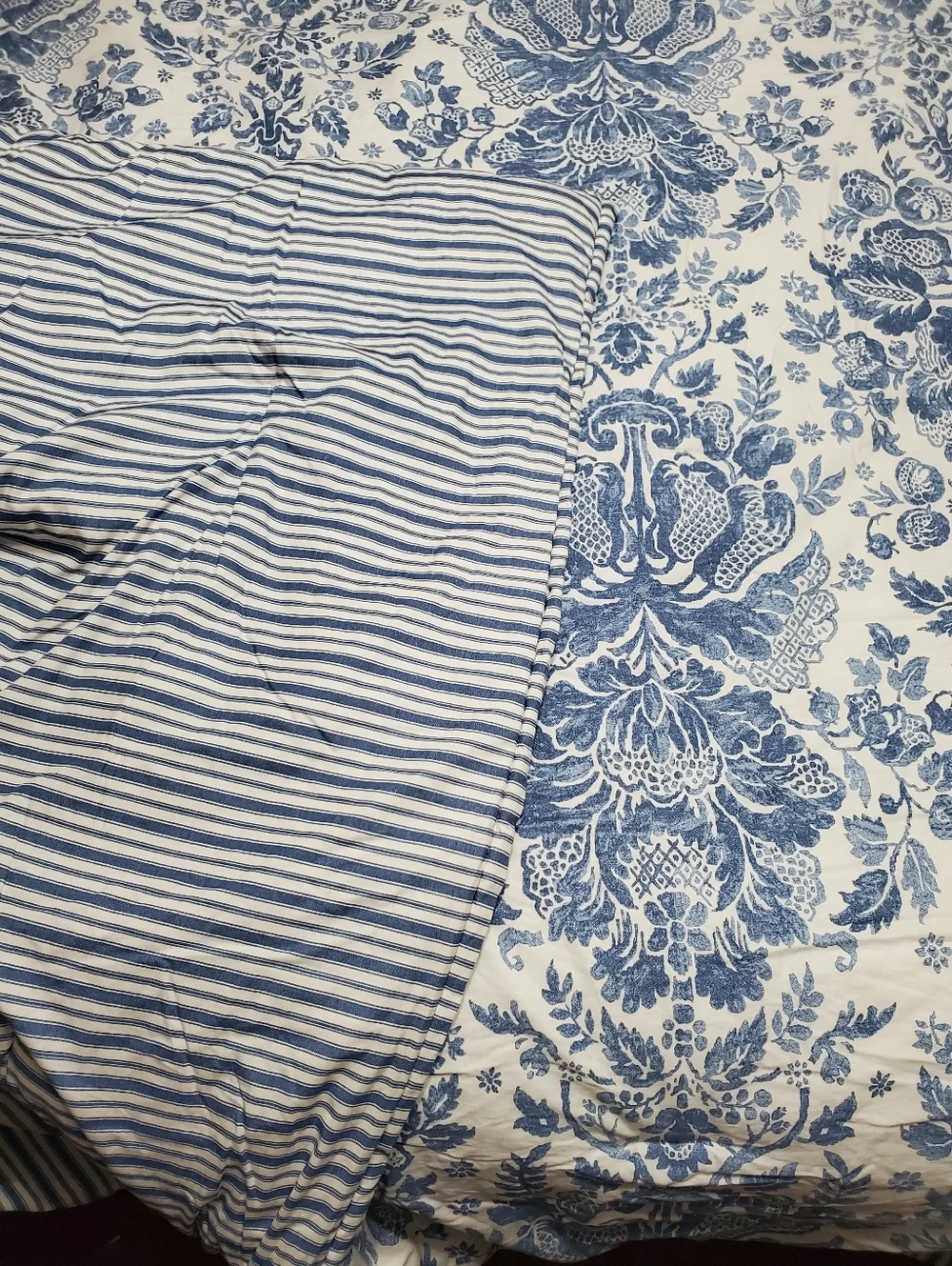 Lauren Ralph Lauren Queen comforter set, Curtains Vtg Rare Blue Ivory Damask EUC